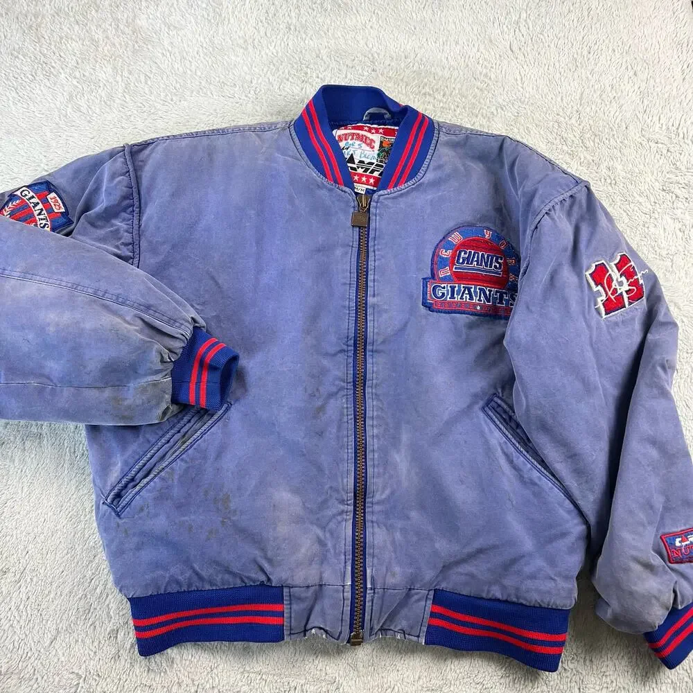 New York Giants Phil Simms Nutmeg Campri Vintage Jacket Coat Size Men's Medium